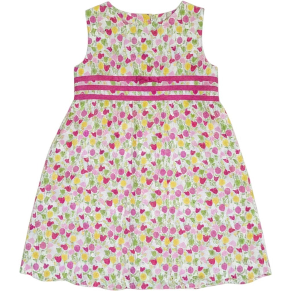 Vintage Lilly Pulitzer Dress 4 Pink Yellow Green Floral Tulip Sleeveless A-Line
